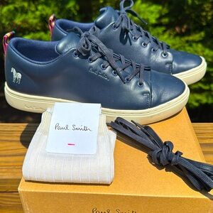 Paul Smith women’s Lee leather navy sneakers and socks